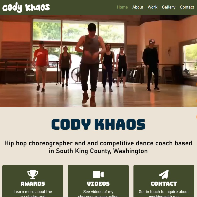Cody Khaos website homepage